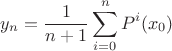 $$y_n=\frac{1}{n+1}\sum_{i=0}^{n}P^i(x_0)$$