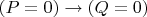 $(P=0)\to (Q=0)$