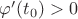 $\varphi'(t_0) > 0$ $\varphi'(t_0) > 0$