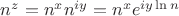 $n^z=n^x n^{iy} = n^x e^{iy\ln n}$