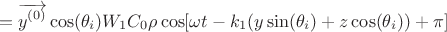 $$=\overrightarrow{y^{(0)}}\cos(\theta_i)W_1C_0\rho\cos[\omega t-k_1(y\sin(\theta_i)+z\cos(\theta_i)) +\pi]$$
