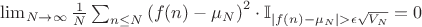 $\lim_{N \to \infty} \frac{1}{N} \sum_{n \leq N} \left( f(n) - \mu_N \right)^2 \cdot \mathbb{I}_{\left| f(n) - \mu_N \right| > \epsilon \sqrt{V_N}} = 0$
