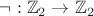 $\neg: \mathbb{Z}_2 \to \mathbb{Z}_2$