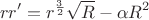 $$rr'=r^{\frac 32}\sqrt R-\alpha R^2$$