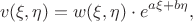 $$
\displaystyle{v(\xi,\eta)=w(\xi,\eta)\cdot e^{a\xi+b\eta},}
$$