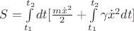 $S=\int\limits_{t_1}^{t_2}dt[\frac{m\dot{x}^2}{2}+\int\limits_{t_1}^{t_2}\gamma\dot{x}^2dt]$