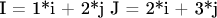 I = 1*i + 2*j
J = 2*i + 3*j