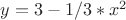 $y = 3 - 1/3* x^2$