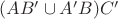 $(AB' \cup A'B)C'$