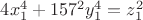 $4x_1^4+157^2y_1^4=z_1^2$