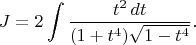 $$J = 2 \int \frac{t^2 \, dt}{(1+t^4)\sqrt{1-t^4}}.$$