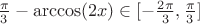 $\frac{\pi}{3} - \arccos(2x) \in [-\frac{2\pi}{3},\frac{\pi}{3}]$