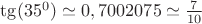 $\tg(35^0)\simeq 0,7002075\simeq\frac7{10}$