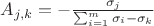 $A_{j,k}=-\frac{\sigma_j}{\sum _{i=1}^m \sigma_i-\sigma_k}$ $A_{j,k}=-\frac{\sigma_j}{\sum _{i=1}^m \sigma_i-\sigma_k}$