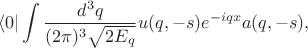 $$\langle 0|\int\frac{d^3q}{(2\pi)^3 \sqrt{2E_q}}u(q,-s)e^{-iqx}a(q,-s),$$