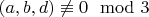 $(a,b,d)\not\equiv 0 \mod{3}$
