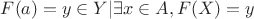 $F(a) = {y \in Y | \exists x \in A, F(X) = y}$