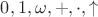 $0,1,\omega,{+},{\cdot},{\uparrow}$