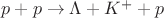 $p + p \to \Lambda + K^+ + p$