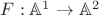 $F:\mathbb{A}^1\to \mathbb{A}^2$