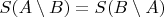 $S(A\setminus B)=S(B\setminus A)$