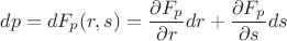 $$d{p} = d{F_p(r,s)} = \frac{\partial{F_p}}{\partial{r}}dr +  \frac{\partial{F_p}}{\partial{s}}ds$$
