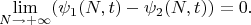 $$\lim_{N\to+\infty}(\psi_1(N,t)-\psi_2(N,t))=0.$$