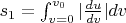$s_1=\int_{v=0}^{v_0}|\frac{du}{dv}|dv$