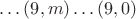 $\dots (9,m) \dots (9,0)$