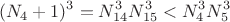 $$(N_4+1)^3=N_{14}^3N_{15}^3<N_4^3N_5^3$$