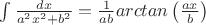 $\int \frac{dx}{a^2x^2+b^2} = \frac{1}{ab}arctan\left(\frac{ax}{b} \right)$