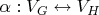 $\alpha: V_G \leftrightarrow V_H$