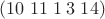 $(10\; 11\; 1\; 3\; 14)$