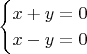 $$\begin{cases}x+y=0\\x-y=0\end{cases}$$