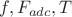 $f,F_{adc},T$