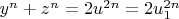 $y^n+z^n=2u^{2n}=2u_1^{2n}$
