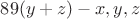 $89(y+z)-x,y,z$