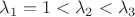$\lambda_1=1<\lambda_2<\lambda_3$