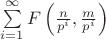$\sum\limits_{i=1}^{\infty} F\left(\frac n {p^i},\frac m {p^i} \right)$ $\sum\limits_{i=1}^{\infty} F\left(\frac n {p^i},\frac m {p^i} \right)$