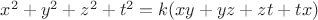$x^2+y^2+z^2+t^2=k(xy+yz+zt+tx)$
