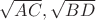 $\sqrt{AC},\sqrt{BD}$ $\sqrt{AC},\sqrt{BD}$