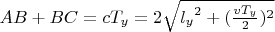 $AB+BC=c T_y=2 \sqrt{{l_y}^2+{(\frac{v T_y}{2}})^2$