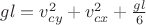 $gl=v_{cy}^{2}+v_{cx}^{2}+\frac{gl}{6}$