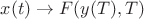 $x(t) \to F(y(T),T) $