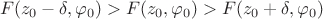 $$
F(z_0-\delta, \varphi_0) > F(z_0, \varphi_0) > F(z_0+\delta, \varphi_0)$
$$