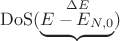 $\mathrm{DoS}(\underbrace{E - E_{N,0}}^{\Delta E})$