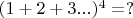 $(1+2+3...)^4= ?$