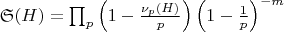$\mathfrak{S}(H) = \prod_p \left(1 - \frac{\nu_p(H)}{p}\right) \left(1 - \frac{1}{p}\right)^{-m}$