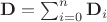 $\mathbf{D} = \sum_{i = 0}^{n} \mathbf{D}_{i}$