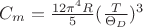 $C_{m}=\frac{12\pi^{4}R}{5}(\frac{T}{\Theta_{D}})^{3}$